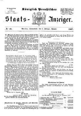 Königlich Preußischer Staats-Anzeiger (Allgemeine preußische Staats-Zeitung) Samstag 2. Februar 1867