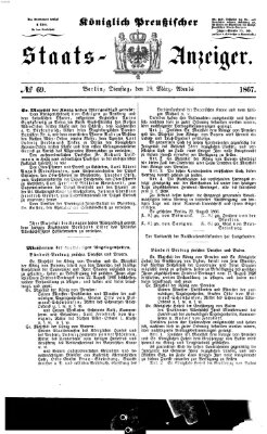 Königlich Preußischer Staats-Anzeiger (Allgemeine preußische Staats-Zeitung) Dienstag 19. März 1867