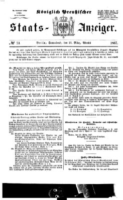 Königlich Preußischer Staats-Anzeiger (Allgemeine preußische Staats-Zeitung) Samstag 23. März 1867