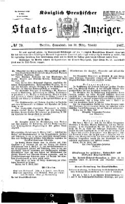 Königlich Preußischer Staats-Anzeiger (Allgemeine preußische Staats-Zeitung) Samstag 30. März 1867