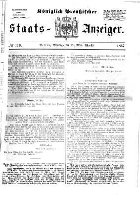 Königlich Preußischer Staats-Anzeiger (Allgemeine preußische Staats-Zeitung) Montag 20. Mai 1867