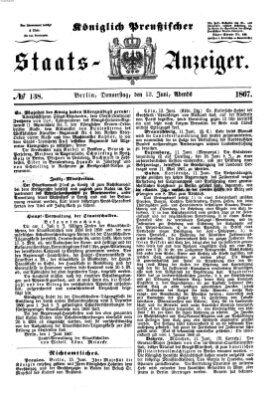 Königlich Preußischer Staats-Anzeiger (Allgemeine preußische Staats-Zeitung) Donnerstag 13. Juni 1867