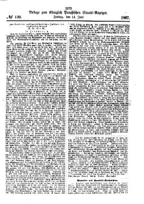 Königlich Preußischer Staats-Anzeiger (Allgemeine preußische Staats-Zeitung) Freitag 14. Juni 1867