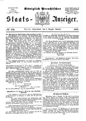 Königlich Preußischer Staats-Anzeiger (Allgemeine preußische Staats-Zeitung) Samstag 3. August 1867