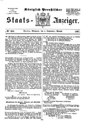 Königlich Preußischer Staats-Anzeiger (Allgemeine preußische Staats-Zeitung) Mittwoch 4. September 1867