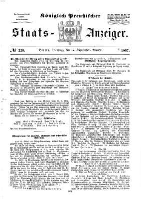 Königlich Preußischer Staats-Anzeiger (Allgemeine preußische Staats-Zeitung) Dienstag 17. September 1867