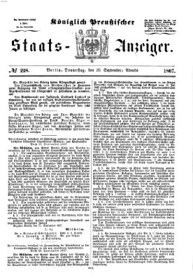 Königlich Preußischer Staats-Anzeiger (Allgemeine preußische Staats-Zeitung) Donnerstag 26. September 1867