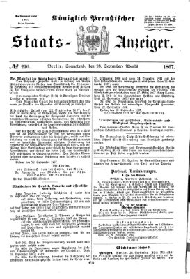 Königlich Preußischer Staats-Anzeiger (Allgemeine preußische Staats-Zeitung) Samstag 28. September 1867