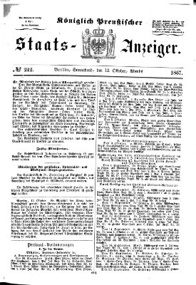 Königlich Preußischer Staats-Anzeiger (Allgemeine preußische Staats-Zeitung) Samstag 12. Oktober 1867