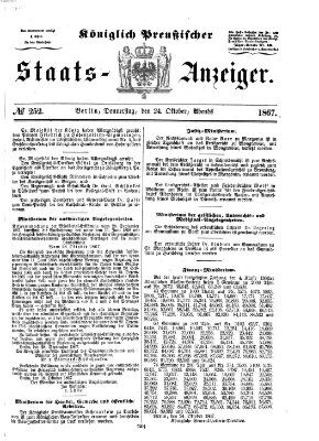 Königlich Preußischer Staats-Anzeiger (Allgemeine preußische Staats-Zeitung) Donnerstag 24. Oktober 1867