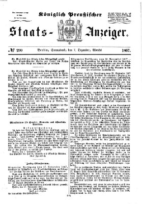 Königlich Preußischer Staats-Anzeiger (Allgemeine preußische Staats-Zeitung) Samstag 7. Dezember 1867