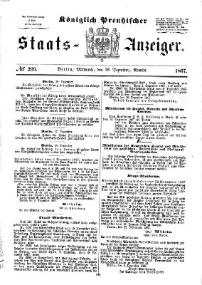 Königlich Preußischer Staats-Anzeiger (Allgemeine preußische Staats-Zeitung) Mittwoch 18. Dezember 1867