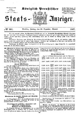 Königlich Preußischer Staats-Anzeiger (Allgemeine preußische Staats-Zeitung) Freitag 20. Dezember 1867