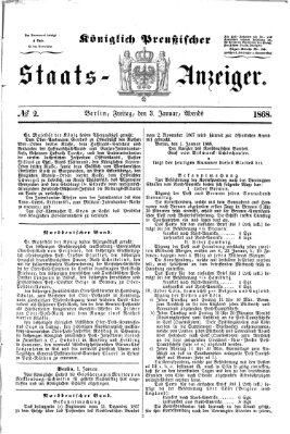 Königlich Preußischer Staats-Anzeiger (Allgemeine preußische Staats-Zeitung) Freitag 3. Januar 1868