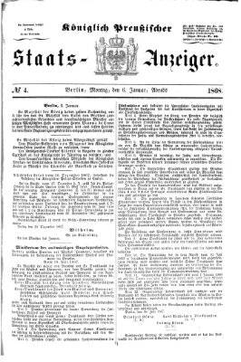 Königlich Preußischer Staats-Anzeiger (Allgemeine preußische Staats-Zeitung) Montag 6. Januar 1868