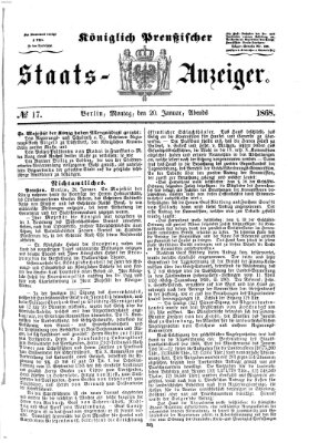 Königlich Preußischer Staats-Anzeiger (Allgemeine preußische Staats-Zeitung) Montag 20. Januar 1868