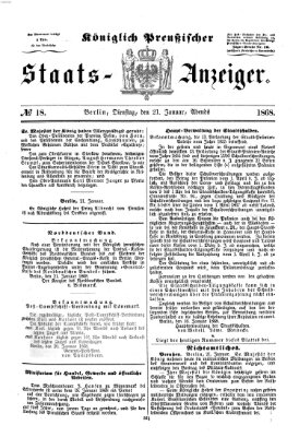 Königlich Preußischer Staats-Anzeiger (Allgemeine preußische Staats-Zeitung) Dienstag 21. Januar 1868