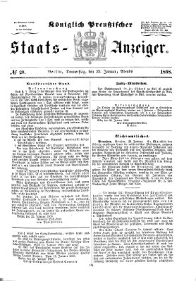 Königlich Preußischer Staats-Anzeiger (Allgemeine preußische Staats-Zeitung) Donnerstag 23. Januar 1868