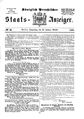 Königlich Preußischer Staats-Anzeiger (Allgemeine preußische Staats-Zeitung) Donnerstag 30. Januar 1868