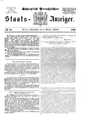 Königlich Preußischer Staats-Anzeiger (Allgemeine preußische Staats-Zeitung) Samstag 8. Februar 1868