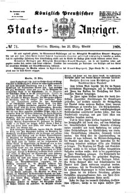 Königlich Preußischer Staats-Anzeiger (Allgemeine preußische Staats-Zeitung) Montag 23. März 1868