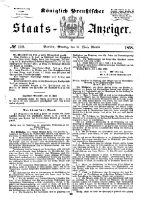 Königlich Preußischer Staats-Anzeiger (Allgemeine preußische Staats-Zeitung) Montag 11. Mai 1868