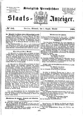 Königlich Preußischer Staats-Anzeiger (Allgemeine preußische Staats-Zeitung) Mittwoch 5. August 1868