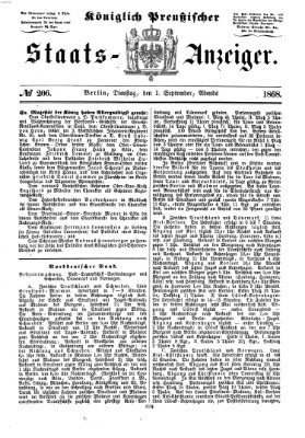 Königlich Preußischer Staats-Anzeiger (Allgemeine preußische Staats-Zeitung) Dienstag 1. September 1868