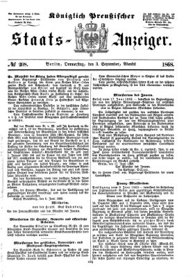 Königlich Preußischer Staats-Anzeiger (Allgemeine preußische Staats-Zeitung) Donnerstag 3. September 1868