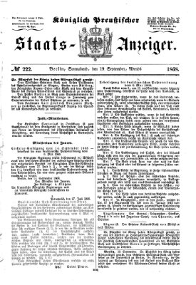 Königlich Preußischer Staats-Anzeiger (Allgemeine preußische Staats-Zeitung) Samstag 19. September 1868