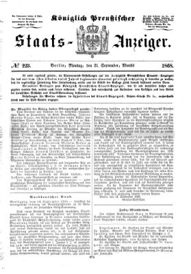 Königlich Preußischer Staats-Anzeiger (Allgemeine preußische Staats-Zeitung) Montag 21. September 1868