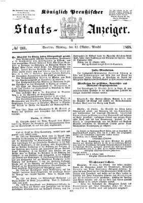 Königlich Preußischer Staats-Anzeiger (Allgemeine preußische Staats-Zeitung) Montag 12. Oktober 1868