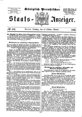 Königlich Preußischer Staats-Anzeiger (Allgemeine preußische Staats-Zeitung) Dienstag 13. Oktober 1868