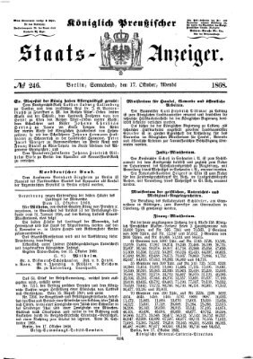 Königlich Preußischer Staats-Anzeiger (Allgemeine preußische Staats-Zeitung) Samstag 17. Oktober 1868