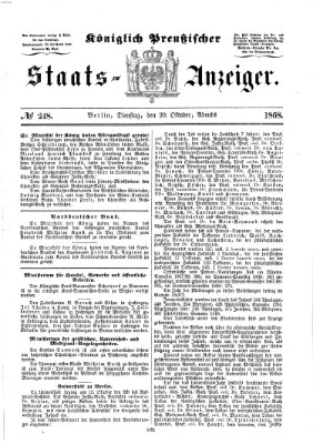 Königlich Preußischer Staats-Anzeiger (Allgemeine preußische Staats-Zeitung) Dienstag 20. Oktober 1868