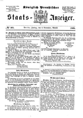 Königlich Preußischer Staats-Anzeiger (Allgemeine preußische Staats-Zeitung) Freitag 6. November 1868