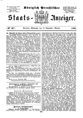 Königlich Preußischer Staats-Anzeiger (Allgemeine preußische Staats-Zeitung) Mittwoch 11. November 1868