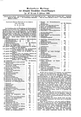 Königlich Preußischer Staats-Anzeiger (Allgemeine preußische Staats-Zeitung) Samstag 8. Februar 1868