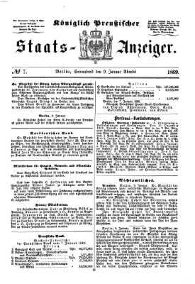 Königlich Preußischer Staats-Anzeiger (Allgemeine preußische Staats-Zeitung) Samstag 9. Januar 1869