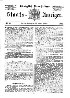 Königlich Preußischer Staats-Anzeiger (Allgemeine preußische Staats-Zeitung) Freitag 22. Januar 1869