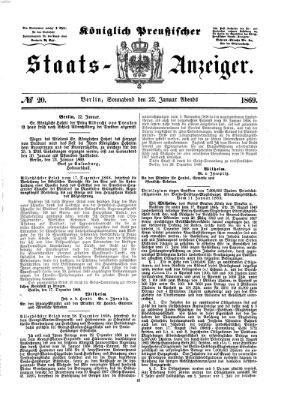 Königlich Preußischer Staats-Anzeiger (Allgemeine preußische Staats-Zeitung) Samstag 23. Januar 1869