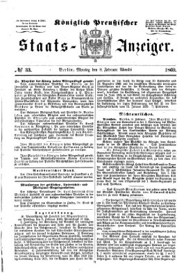 Königlich Preußischer Staats-Anzeiger (Allgemeine preußische Staats-Zeitung) Montag 8. Februar 1869