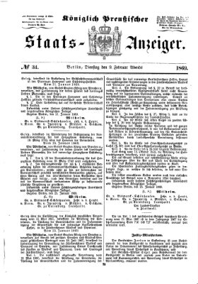 Königlich Preußischer Staats-Anzeiger (Allgemeine preußische Staats-Zeitung) Dienstag 9. Februar 1869