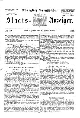 Königlich Preußischer Staats-Anzeiger (Allgemeine preußische Staats-Zeitung) Freitag 26. Februar 1869