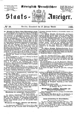 Königlich Preußischer Staats-Anzeiger (Allgemeine preußische Staats-Zeitung) Samstag 27. Februar 1869