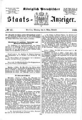 Königlich Preußischer Staats-Anzeiger (Allgemeine preußische Staats-Zeitung) Montag 8. März 1869