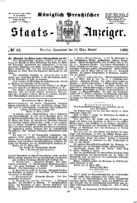 Königlich Preußischer Staats-Anzeiger (Allgemeine preußische Staats-Zeitung) Samstag 13. März 1869