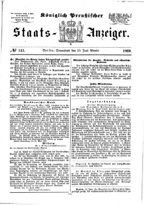 Königlich Preußischer Staats-Anzeiger (Allgemeine preußische Staats-Zeitung) Samstag 19. Juni 1869