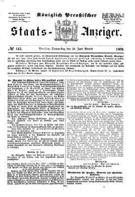 Königlich Preußischer Staats-Anzeiger (Allgemeine preußische Staats-Zeitung) Donnerstag 24. Juni 1869