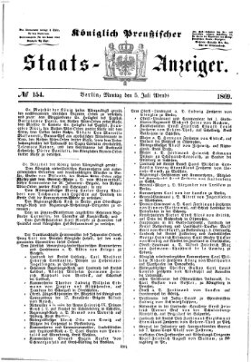 Königlich Preußischer Staats-Anzeiger (Allgemeine preußische Staats-Zeitung) Montag 5. Juli 1869